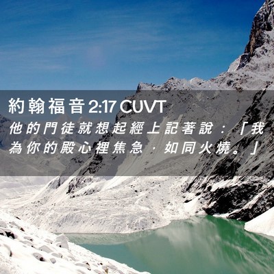 Picture 02 - 約 翰 福 音 2:17 CUVT - 他 的 門 徒 就 想 起 經 上 記 著 說 - Bible Verse Picture