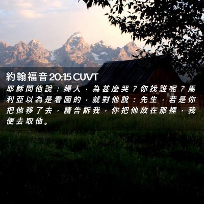 Picture 02 - 約 翰 福 音 20:15 CUVT - 耶 穌 問 他 說 ： 婦 人 ， 為 甚 麼 - Bible Verse Picture