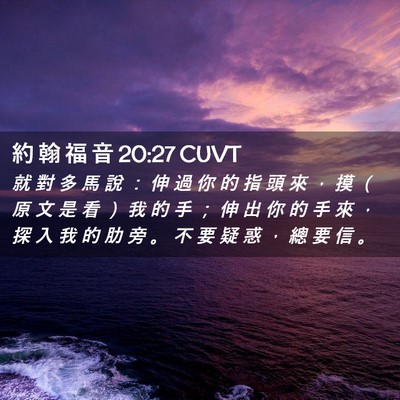 Picture 02 - 約 翰 福 音 20:27 CUVT - 就 對 多 馬 說 ： 伸 過 你 的 指 頭 - Bible Verse Picture