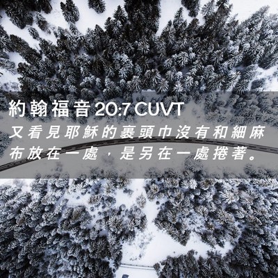 Picture 02 - 約 翰 福 音 20:7 CUVT - 又 看 見 耶 穌 的 裹 頭 巾 沒 有 和 - Bible Verse Picture