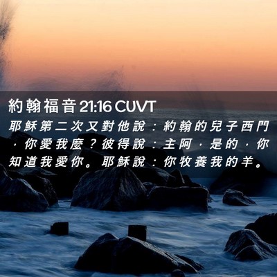 Picture 02 - 約 翰 福 音 21:16 CUVT - 耶 穌 第 二 次 又 對 他 說 ： 約 翰 - Bible Verse Picture