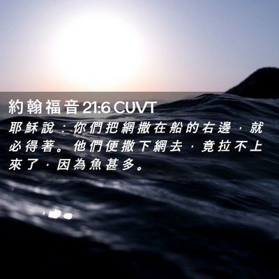 Picture 02 - 約 翰 福 音 21:6 CUVT - 耶 穌 說 ： 你 們 把 網 撒 在 船 的 - Bible Verse Picture