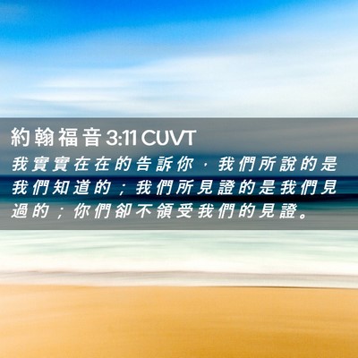 Picture 02 - 約 翰 福 音 3:11 CUVT - 我 實 實 在 在 的 告 訴 你 ， 我 們 - Bible Verse Picture