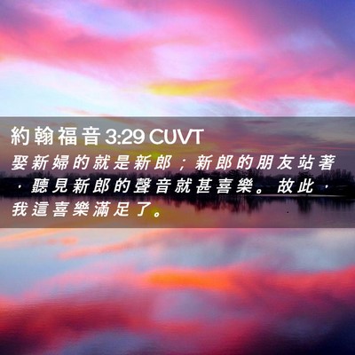 Picture 02 - 約 翰 福 音 3:29 CUVT - 娶 新 婦 的 就 是 新 郎 ； 新 郎 的 - Bible Verse Picture