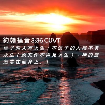 Picture 02 - 約 翰 福 音 3:36 CUVT - 信 子 的 人 有 永 生 ； 不 信 子 的 - Bible Verse Picture