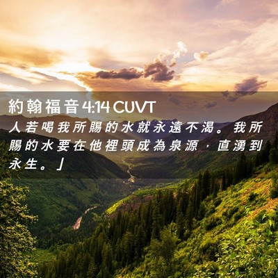 Picture 02 - 約 翰 福 音 4:14 CUVT - 人 若 喝 我 所 賜 的 水 就 永 遠 不 - Bible Verse Picture