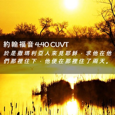 Picture 02 - 約 翰 福 音 4:40 CUVT - 於 是 撒 瑪 利 亞 人 來 見 耶 穌 ， - Bible Verse Picture