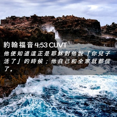 Picture 02 - 約 翰 福 音 4:53 CUVT - 他 便 知 道 這 正 是 耶 穌 對 他 說 - Bible Verse Picture