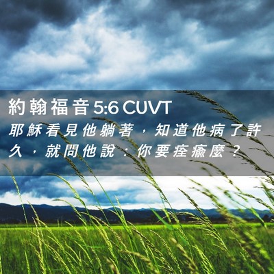 Picture 02 - 約 翰 福 音 5:6 CUVT - 耶 穌 看 見 他 躺 著 ， 知 道 他 病 - Bible Verse Picture