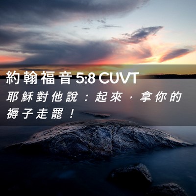 Picture 02 - 約 翰 福 音 5:8 CUVT - 耶 穌 對 他 說 ： 起 來 ， 拿 你 的 - Bible Verse Picture