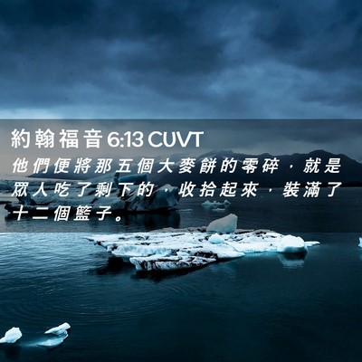 Picture 02 - 約 翰 福 音 6:13 CUVT - 他 們 便 將 那 五 個 大 麥 餅 的 零 - Bible Verse Picture