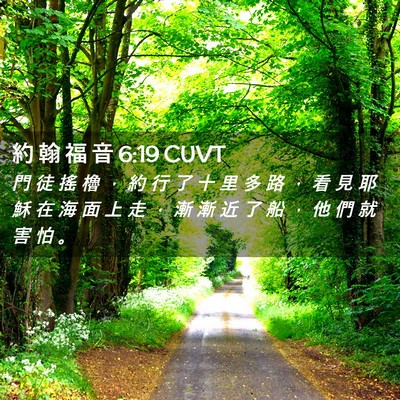 Picture 02 - 約 翰 福 音 6:19 CUVT - 門 徒 搖 櫓 ， 約 行 了 十 里 多 路 - Bible Verse Picture