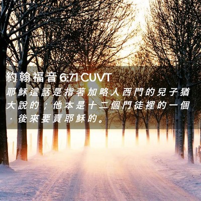 Picture 02 - 約 翰 福 音 6:71 CUVT - 耶 穌 這 話 是 指 著 加 略 人 西 門 - Bible Verse Picture