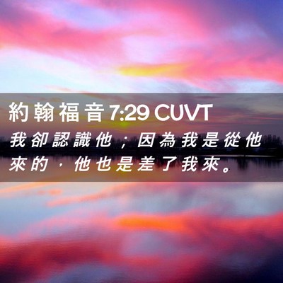 Picture 02 - 約 翰 福 音 7:29 CUVT - 我 卻 認 識 他 ； 因 為 我 是 從 他 - Bible Verse Picture