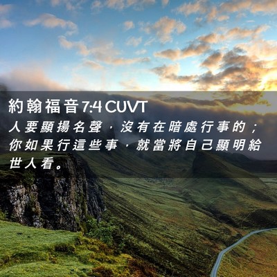 Picture 02 - 約 翰 福 音 7:4 CUVT - 人 要 顯 揚 名 聲 ， 沒 有 在 暗 處 - Bible Verse Picture