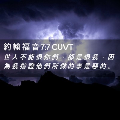 Picture 02 - 約 翰 福 音 7:7 CUVT - 世 人 不 能 恨 你 們 ， 卻 是 恨 我 - Bible Verse Picture