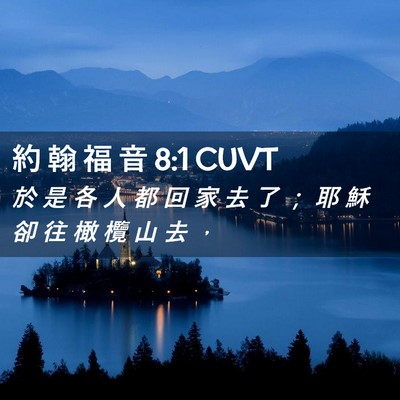 Picture 02 - 約 翰 福 音 8:1 CUVT - 於 是 各 人 都 回 家 去 了 ； 耶 穌 - Bible Verse Picture