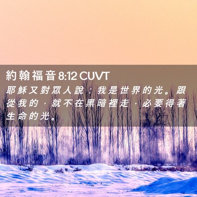 Picture 02 - 約 翰 福 音 8:12 CUVT - 耶 穌 又 對 眾 人 說 ： 我 是 世 界 - Bible Verse Picture