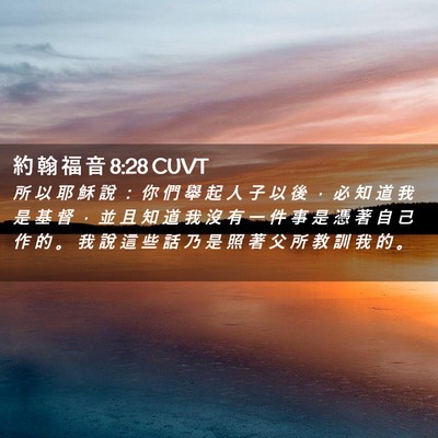 Picture 02 - 約 翰 福 音 8:28 CUVT - 所 以 耶 穌 說 ： 你 們 舉 起 人 子 - Bible Verse Picture
