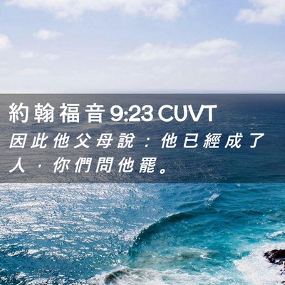 Picture 02 - 約 翰 福 音 9:23 CUVT - 因 此 他 父 母 說 ： 他 已 經 成 了 - Bible Verse Picture