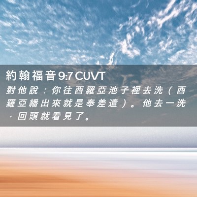 Picture 02 - 約 翰 福 音 9:7 CUVT - 對 他 說 ： 你 往 西 羅 亞 池 子 裡 - Bible Verse Picture