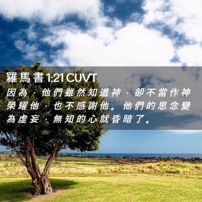 Picture 02 - 羅 馬 書 1:21 CUVT - 因 為 ， 他 們 雖 然 知 道 神 ， 卻 - Bible Verse Picture