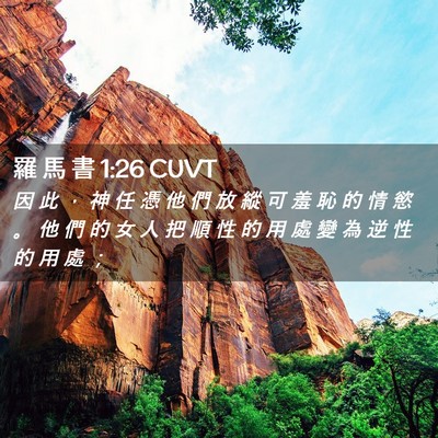 Picture 02 - 羅 馬 書 1:26 CUVT - 因 此 ， 神 任 憑 他 們 放 縱 可 羞 - Bible Verse Picture