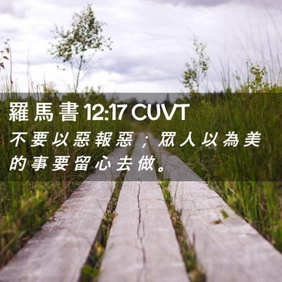 Picture 02 - 羅 馬 書 12:17 CUVT - 不 要 以 惡 報 惡 ； 眾 人 以 為 美 - Bible Verse Picture
