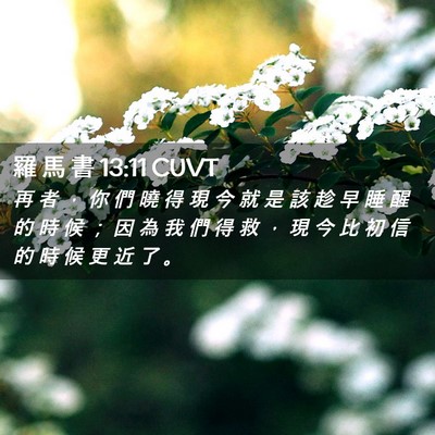 Picture 02 - 羅 馬 書 13:11 CUVT - 再 者 ， 你 們 曉 得 現 今 就 是 該 - Bible Verse Picture