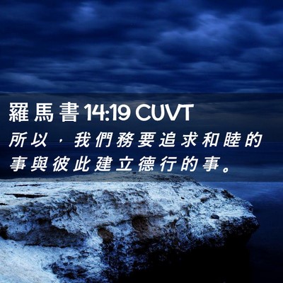 Picture 02 - 羅 馬 書 14:19 CUVT - 所 以 ， 我 們 務 要 追 求 和 睦 的 - Bible Verse Picture