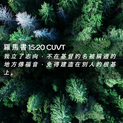 Picture 02 - 羅 馬 書 15:20 CUVT - 我 立 了 志 向 ， 不 在 基 督 的 名 - Bible Verse Picture