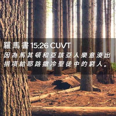 Picture 02 - 羅 馬 書 15:26 CUVT - 因 為 馬 其 頓 和 亞 該 亞 人 樂 意 - Bible Verse Picture