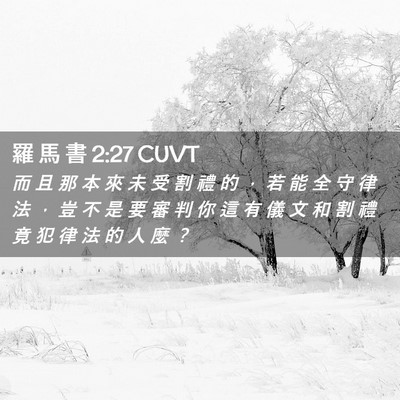 Picture 02 - 羅 馬 書 2:27 CUVT - 而 且 那 本 來 未 受 割 禮 的 ， 若 - Bible Verse Picture