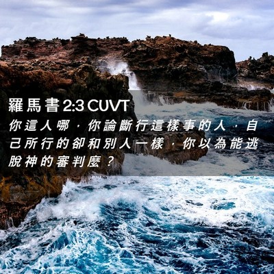 Picture 02 - 羅 馬 書 2:3 CUVT - 你 這 人 哪 ， 你 論 斷 行 這 樣 事 - Bible Verse Picture