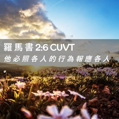 Picture 02 - 羅 馬 書 2:6 CUVT - 他 必 照 各 人 的 行 為 報 應 各 人 - Bible Verse Picture