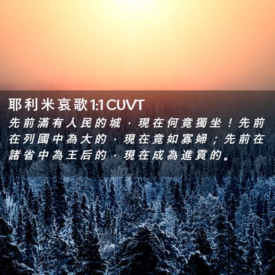 Picture 02 - 耶 利 米 哀 歌 1:1 CUVT - 先 前 滿 有 人 民 的 城 ， 現 在 何 - Bible Verse Picture