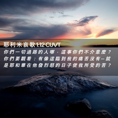 Picture 02 - 耶 利 米 哀 歌 1:12 CUVT - 你 們 一 切 過 路 的 人 哪 ， 這 事 - Bible Verse Picture