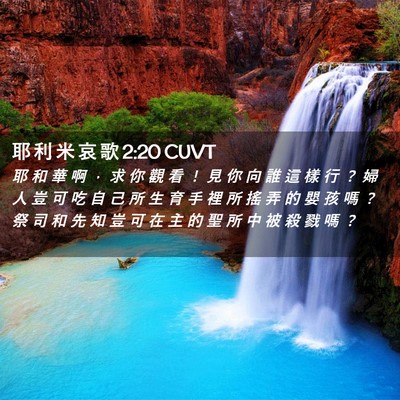 Picture 02 - 耶 利 米 哀 歌 2:20 CUVT - 耶 和 華 啊 ， 求 你 觀 看 ！ 見 你 - Bible Verse Picture