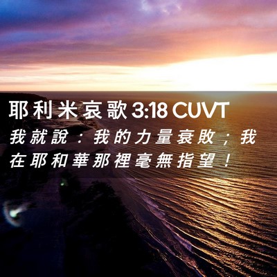 Picture 02 - 耶 利 米 哀 歌 3:18 CUVT - 我 就 說 ： 我 的 力 量 衰 敗 ； 我 - Bible Verse Picture