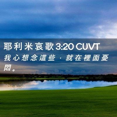 Picture 02 - 耶 利 米 哀 歌 3:20 CUVT - 我 心 想 念 這 些 ， 就 在 裡 面 憂 - Bible Verse Picture