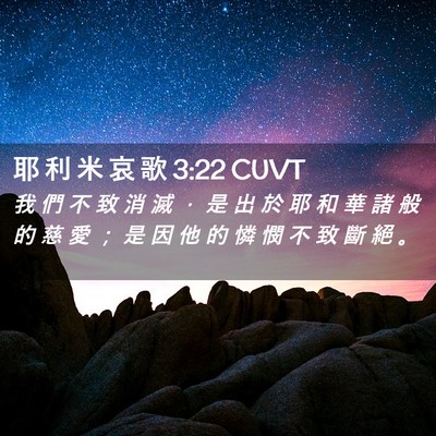 Picture 02 - 耶 利 米 哀 歌 3:22 CUVT - 我 們 不 致 消 滅 ， 是 出 於 耶 和 - Bible Verse Picture