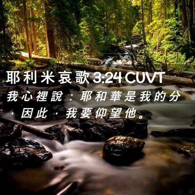 Picture 02 - 耶 利 米 哀 歌 3:24 CUVT - 我 心 裡 說 ： 耶 和 華 是 我 的 分 - Bible Verse Picture