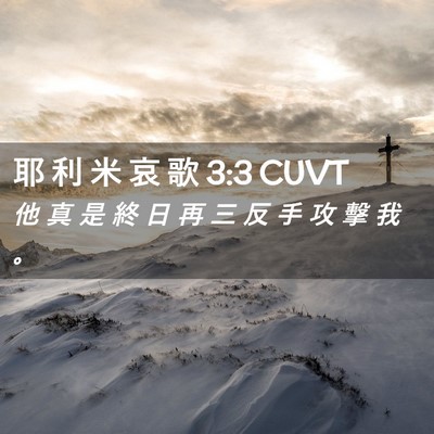 Picture 02 - 耶 利 米 哀 歌 3:3 CUVT - 他 真 是 終 日 再 三 反 手 攻 擊 我 - Bible Verse Picture