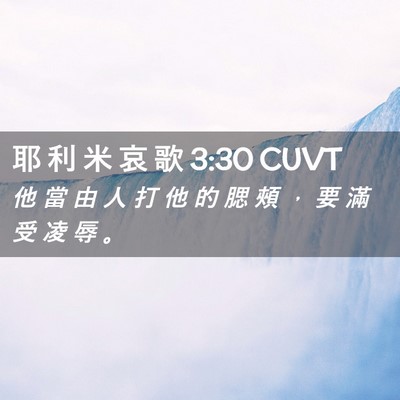 Picture 02 - 耶 利 米 哀 歌 3:30 CUVT - 他 當 由 人 打 他 的 腮 頰 ， 要 滿 - Bible Verse Picture