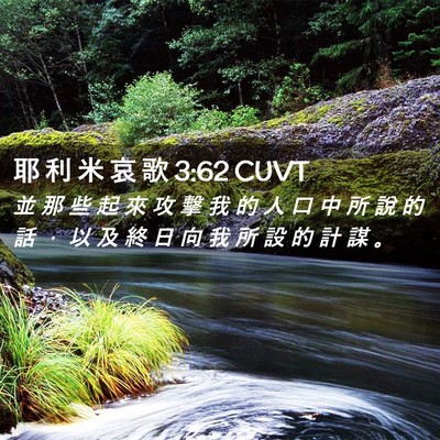 Picture 02 - 耶 利 米 哀 歌 3:62 CUVT - 並 那 些 起 來 攻 擊 我 的 人 口 中 - Bible Verse Picture