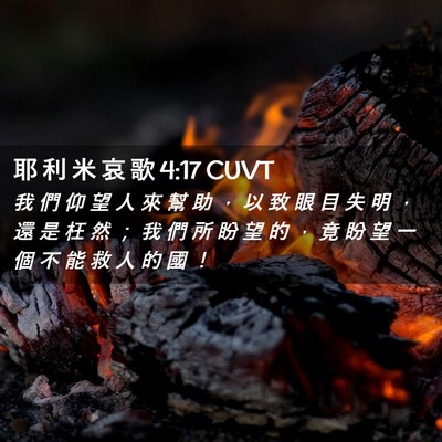 Picture 02 - 耶 利 米 哀 歌 4:17 CUVT - 我 們 仰 望 人 來 幫 助 ， 以 致 眼 - Bible Verse Picture