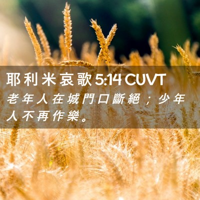 Picture 02 - 耶 利 米 哀 歌 5:14 CUVT - 老 年 人 在 城 門 口 斷 絕 ； 少 年 - Bible Verse Picture