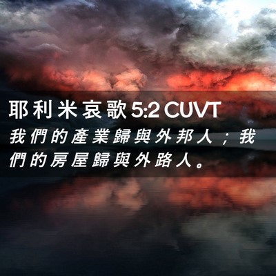 Picture 02 - 耶 利 米 哀 歌 5:2 CUVT - 我 們 的 產 業 歸 與 外 邦 人 ； 我 - Bible Verse Picture
