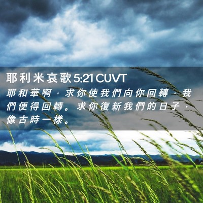 Picture 02 - 耶 利 米 哀 歌 5:21 CUVT - 耶 和 華 啊 ， 求 你 使 我 們 向 你 - Bible Verse Picture
