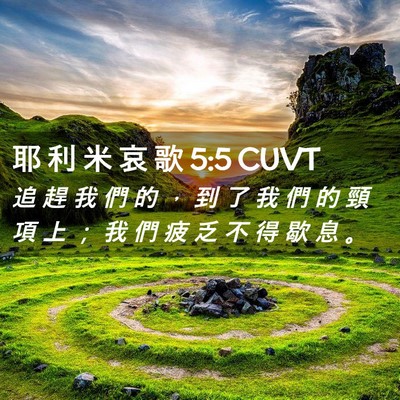 Picture 02 - 耶 利 米 哀 歌 5:5 CUVT - 追 趕 我 們 的 ， 到 了 我 們 的 頸 - Bible Verse Picture